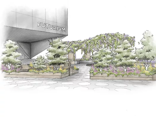 Grafik des Superlandes vor dem Futurium