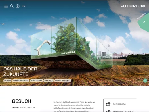 Startseite des Futurium-Webauftritts