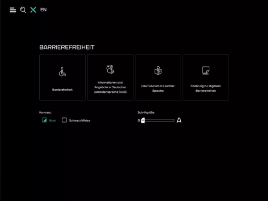 Screenshot der Navigation zur Barriere-Freiheit