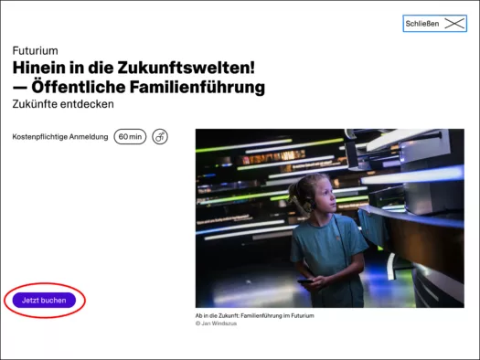 Screenshot Führung buchen beim Museumsdienst