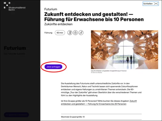 Screenshot Führung anfragen