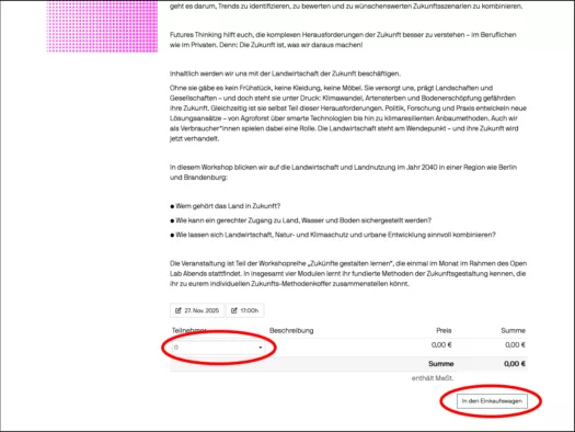 Screenshot Anzahl der Teilnehmer wählen