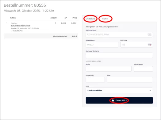 Screenshot Zahlung